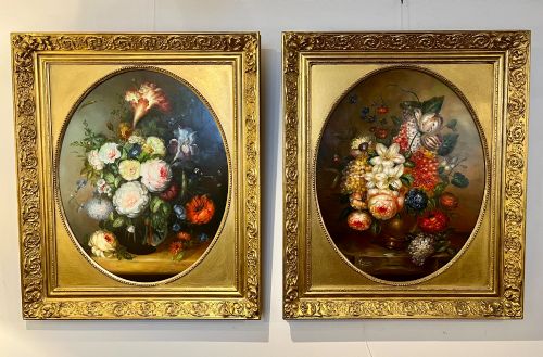 Pair of Dutch Style Still Life Oil on Board Paintings