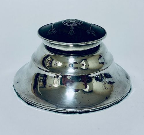 Antique Silver and Tortoiseshell Inkwell