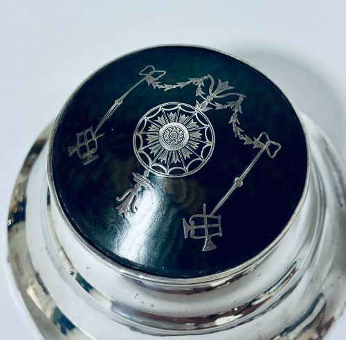 fig 1. Antique Silver and Tortoiseshell Inkwell