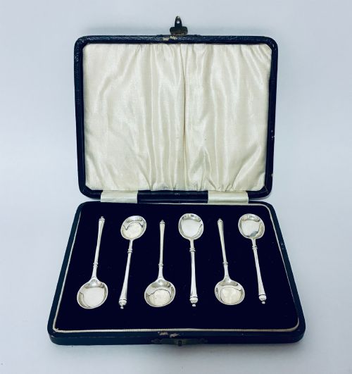 Set of 6 Antique Silver Coffee Spoons