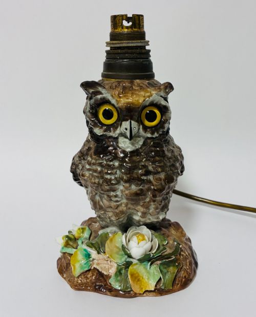 Victorian Ceramic Owl Lamp Base