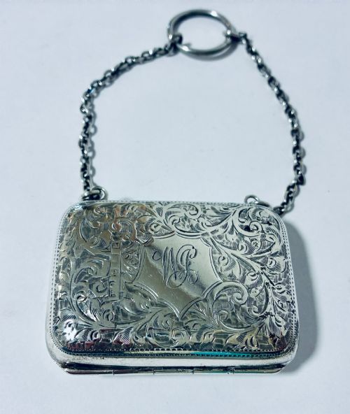 fig 1. Edwardian Silver Coin Purse Chatelaine
