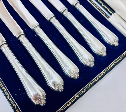 fig 2. Set of 6 Antique Silver Handled Butter Knives