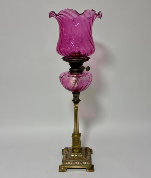 Victorian Cranberry Glass Oil Lamp