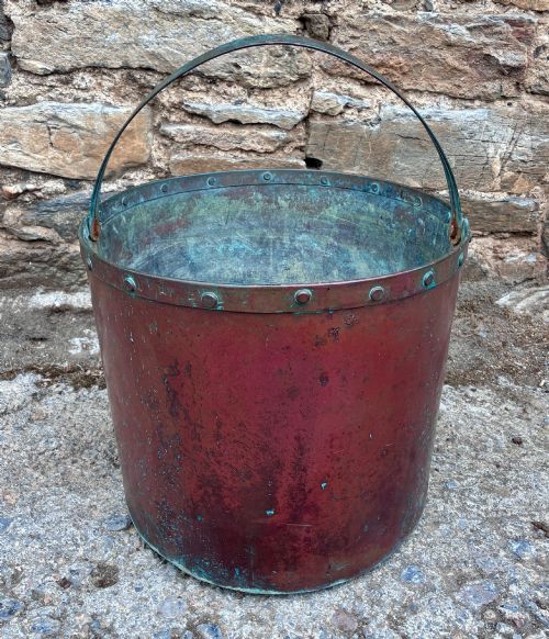 Antique Riveted Copper Bucket