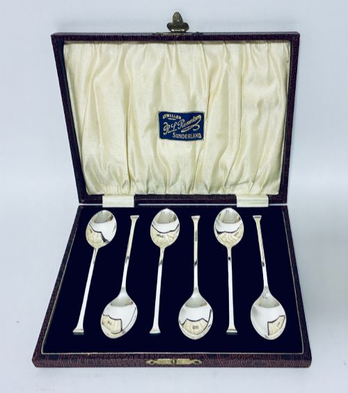 Set of 6 Antique Silver Seal Top Spoons