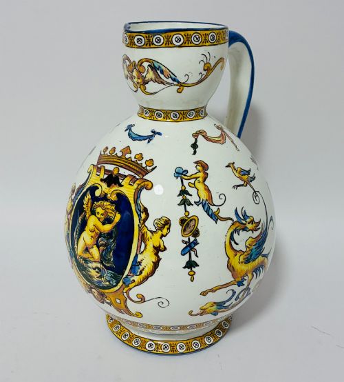 Antique Gien French Faience Ewer