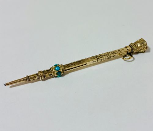 Antique Gold and Turquoise Propelling Pencil