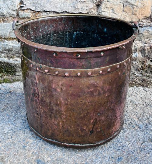 Antique Copper Riveted Bucket