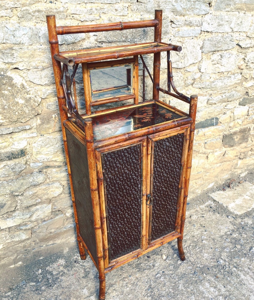 Victorian Bamboo Glass Fronted Cabinet