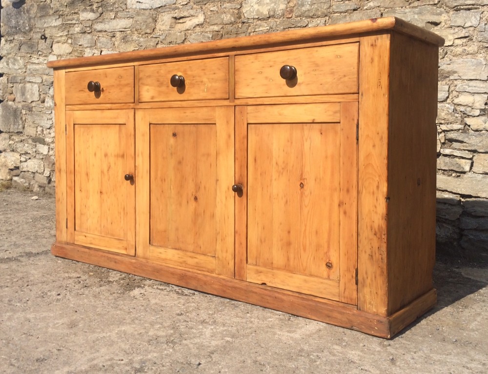 Large Victorian Stripped Pine Dresser Base