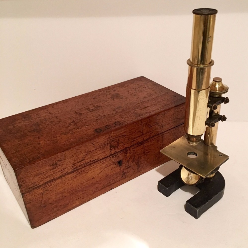 Antique Leitz Wetzlar Brass Microscope from Queens College Cambridge University