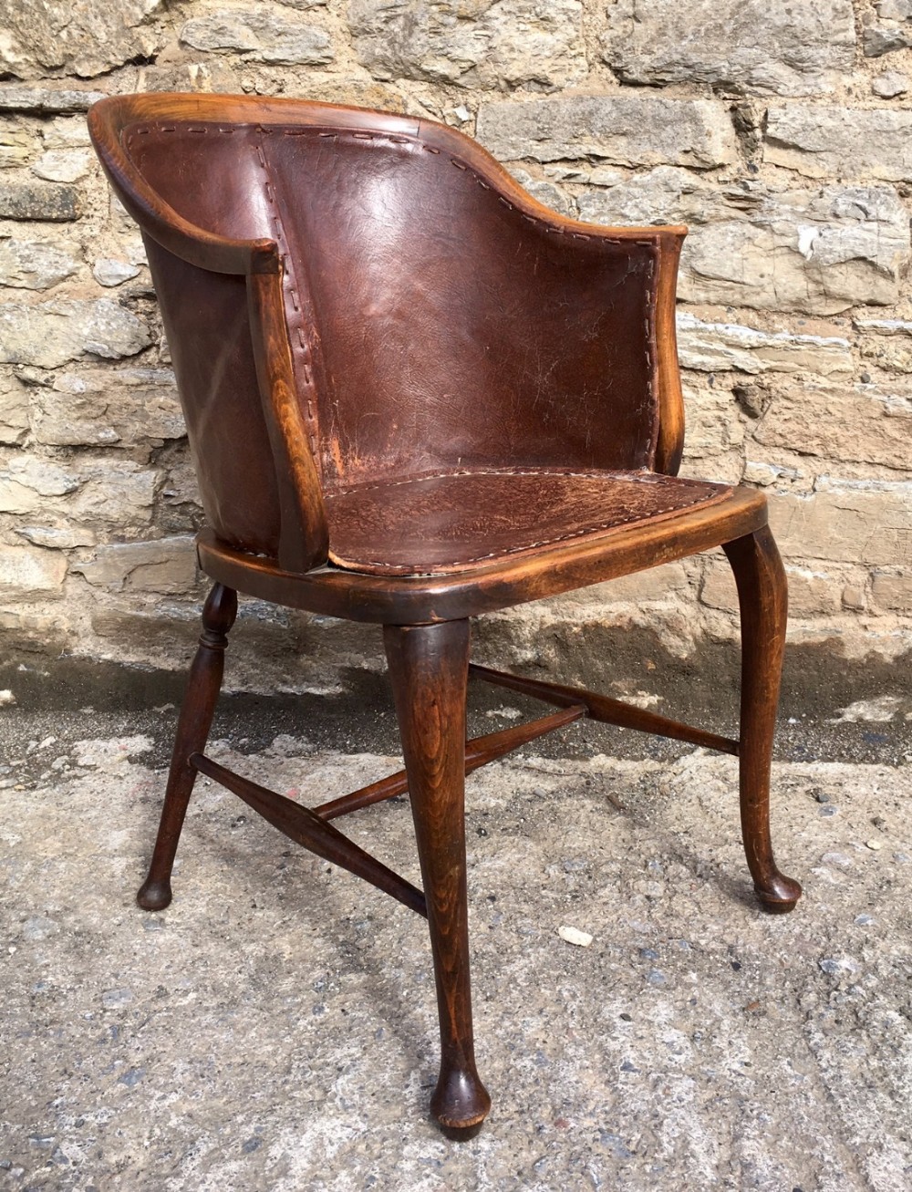 Antique Leather Desk or Library Chair