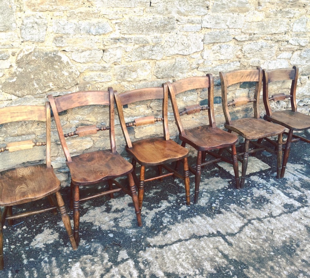 Set of 6 Victorian Windsor Bar Back Dining Chairs 