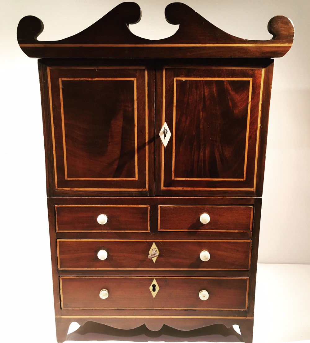 Antique 19th Century Apprentice Made Miniature Linen Press