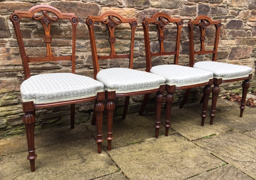 Set of 4 Victorian Aesthetic Movement Mahogany Dining Chairs