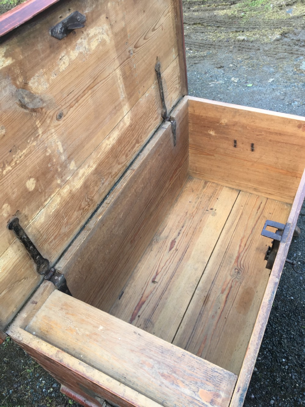 Large Antique Swedish Painted Pine Marriage Chest 1835 View XIII