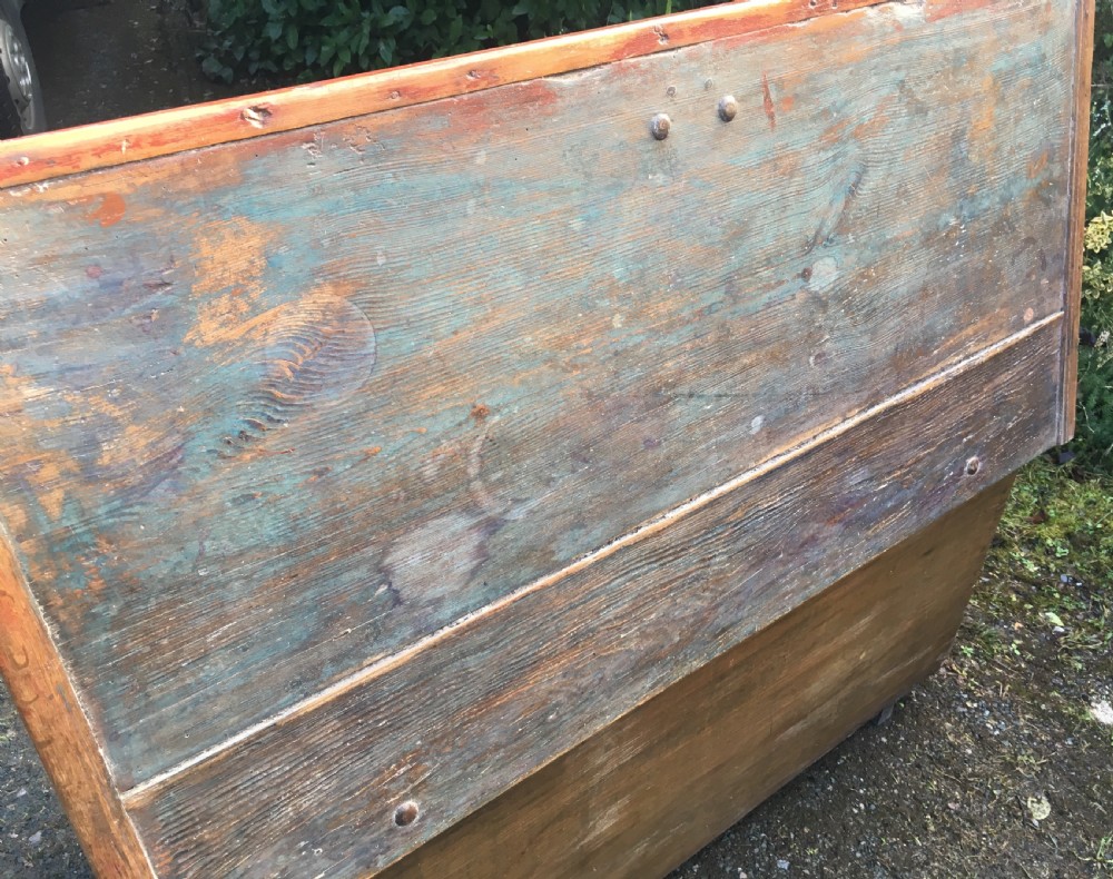 Large Antique Swedish Painted Pine Marriage Chest 1835 View XVI
