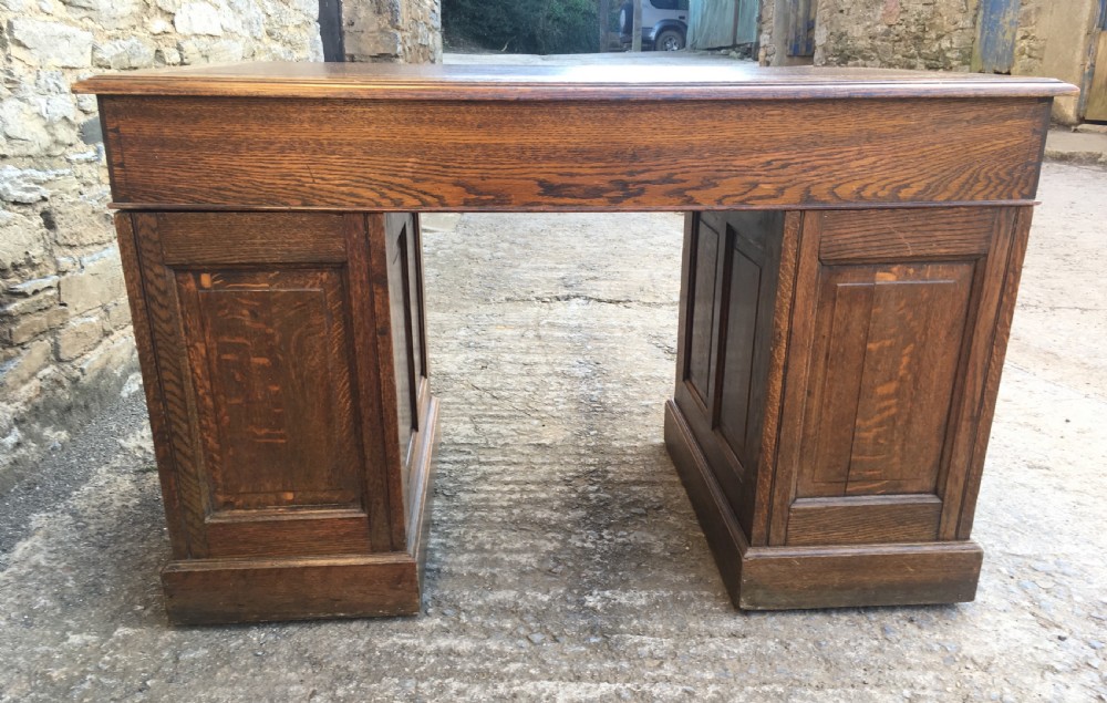 Antique Edwardian Oak Pedestal Desk View VII