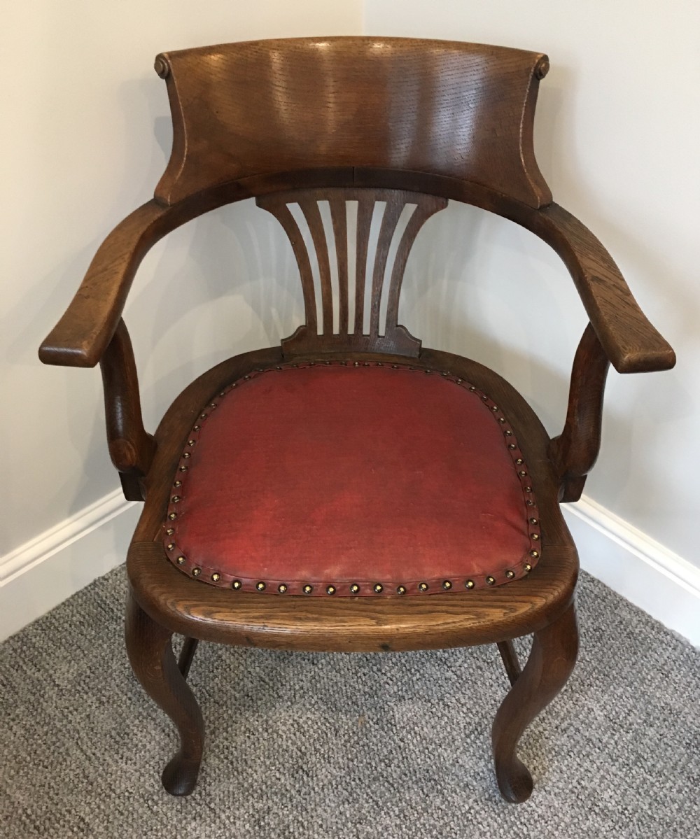 Antique Edwardian Oak Captains Desk Chair  View III