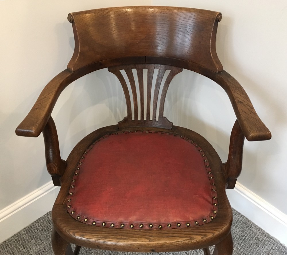 Antique Edwardian Oak Captains Desk Chair  View IV