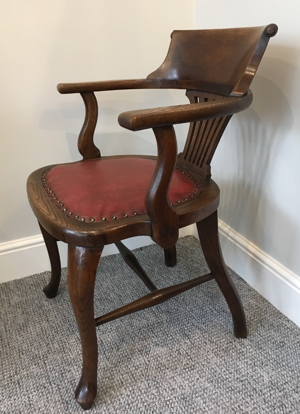 Antique Edwardian Oak Captains Desk Chair  View VI