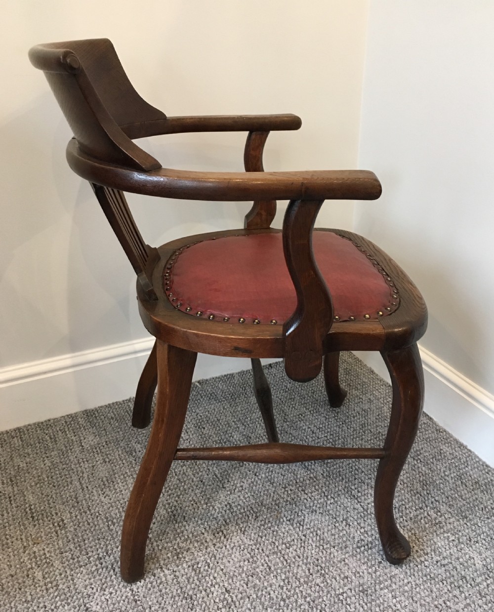 Antique Edwardian Oak Captains Desk Chair  View VII