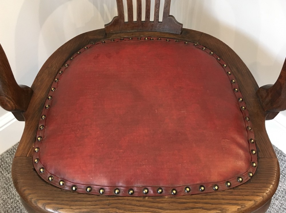 Antique Edwardian Oak Captains Desk Chair  View VIII