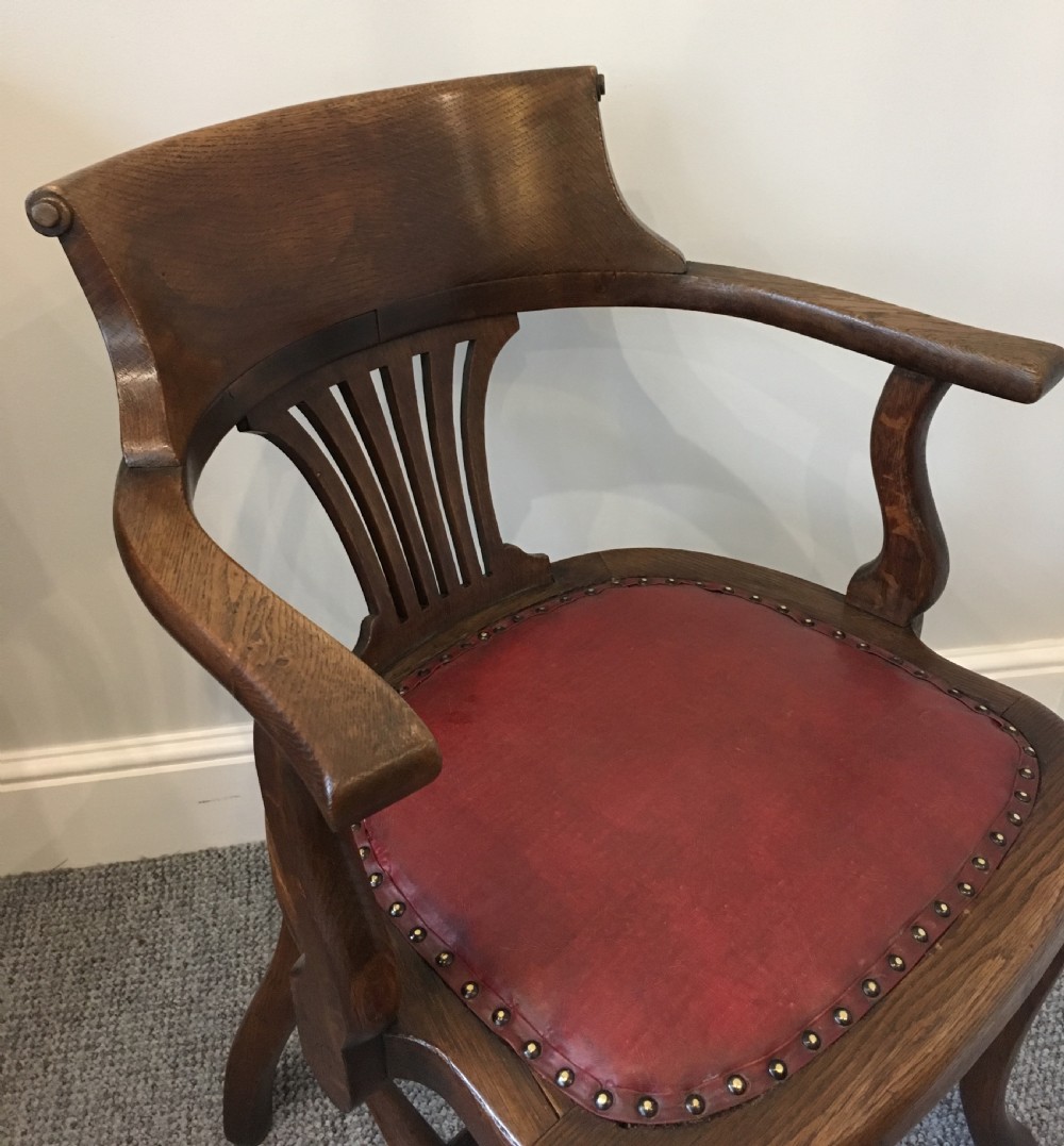 Antique Edwardian Oak Captains Desk Chair  View IX