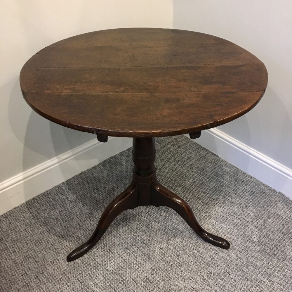 Antique Georgian Oak Tilt Top Occasional Table on Tripod Base