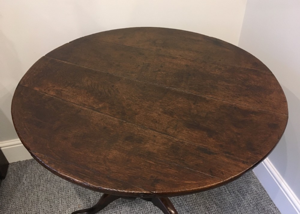 Antique Georgian Oak Tilt Top Occasional Table on Tripod Base View III