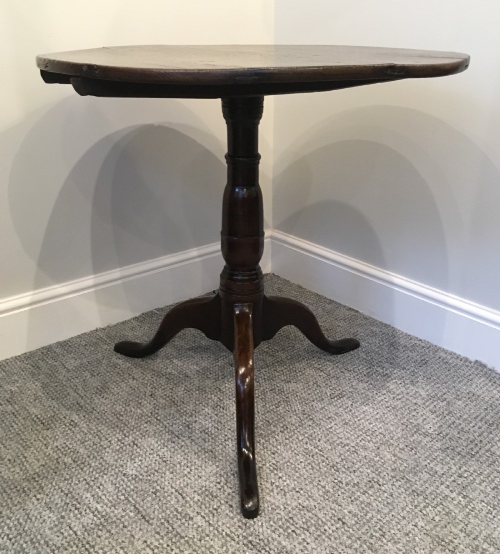 Antique Georgian Oak Tilt Top Occasional Table on Tripod Base View V