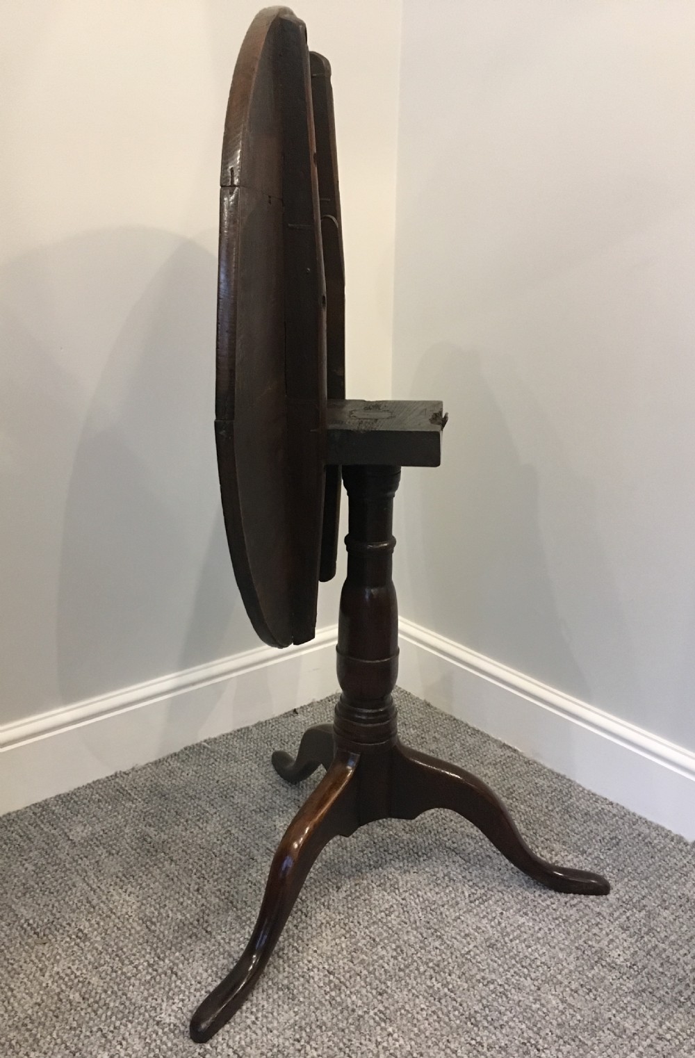 Antique Georgian Oak Tilt Top Occasional Table on Tripod Base View VIII
