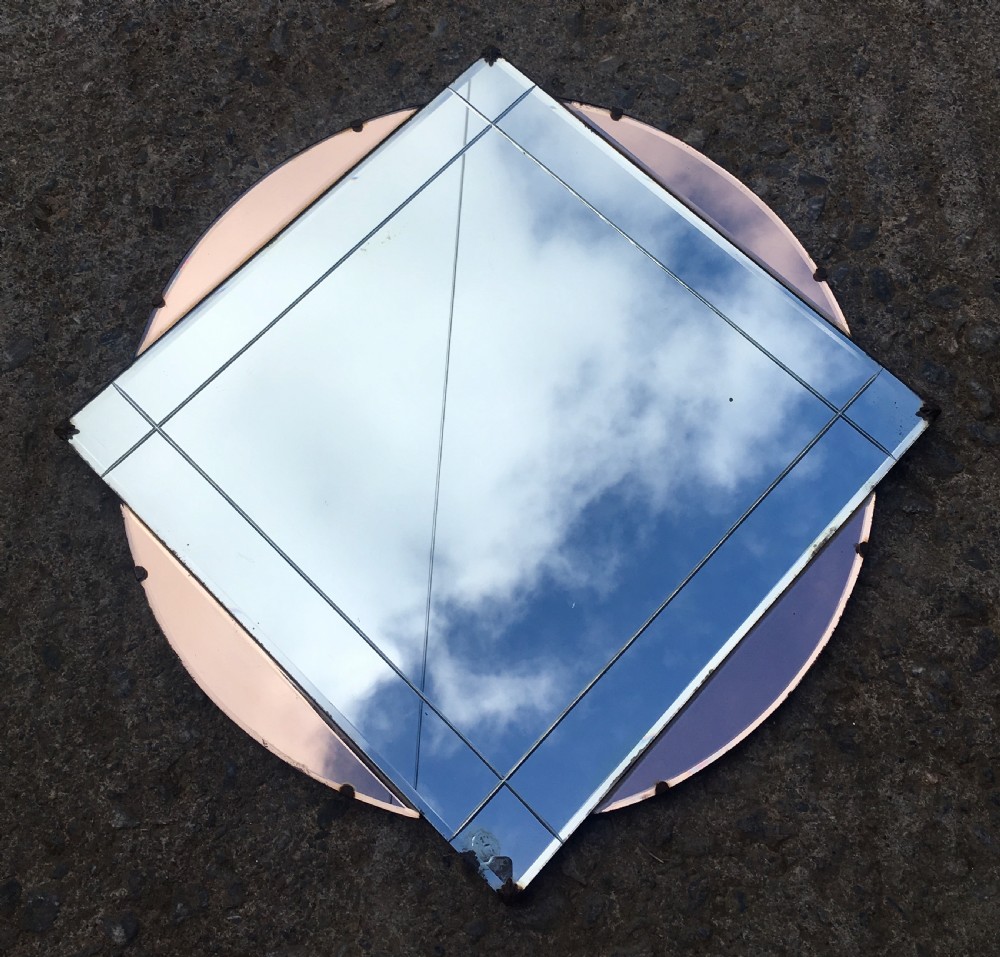 Antique Art Deco Wall Mirror with Peach Glass