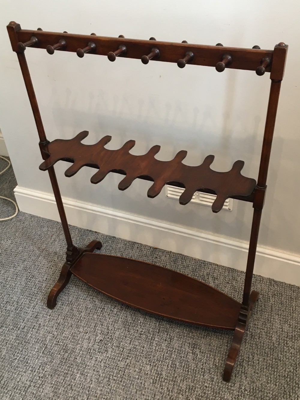 Antique Victorian Mahogany Riding Boot and Whip Stand Rack View III