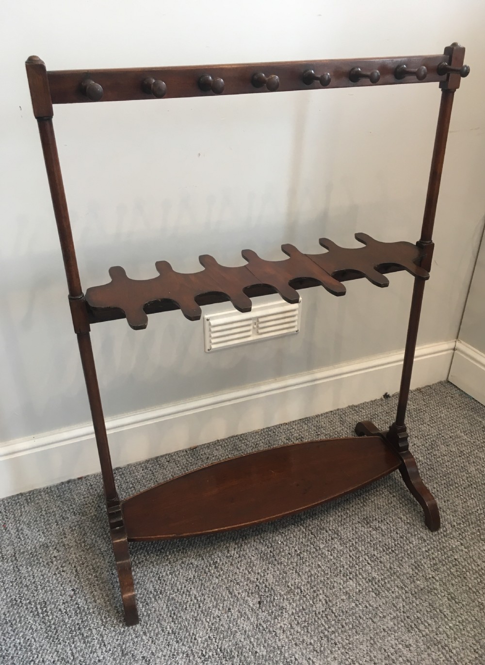 Antique Victorian Mahogany Riding Boot and Whip Stand Rack View IV