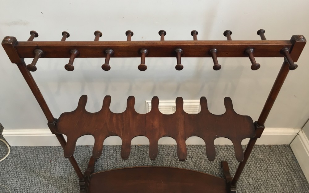Antique Victorian Mahogany Riding Boot and Whip Stand Rack View V