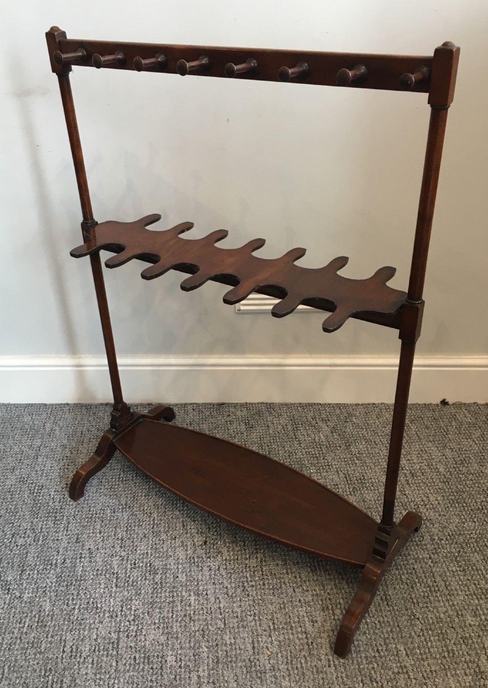 Antique Victorian Mahogany Riding Boot and Whip Stand Rack View VI