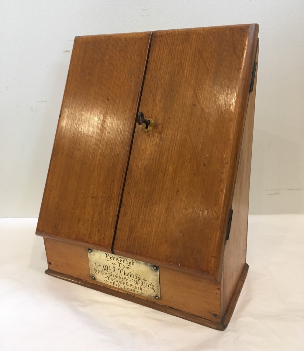 Antique Edwardian Oak Desktop Stationery Cabinet View III