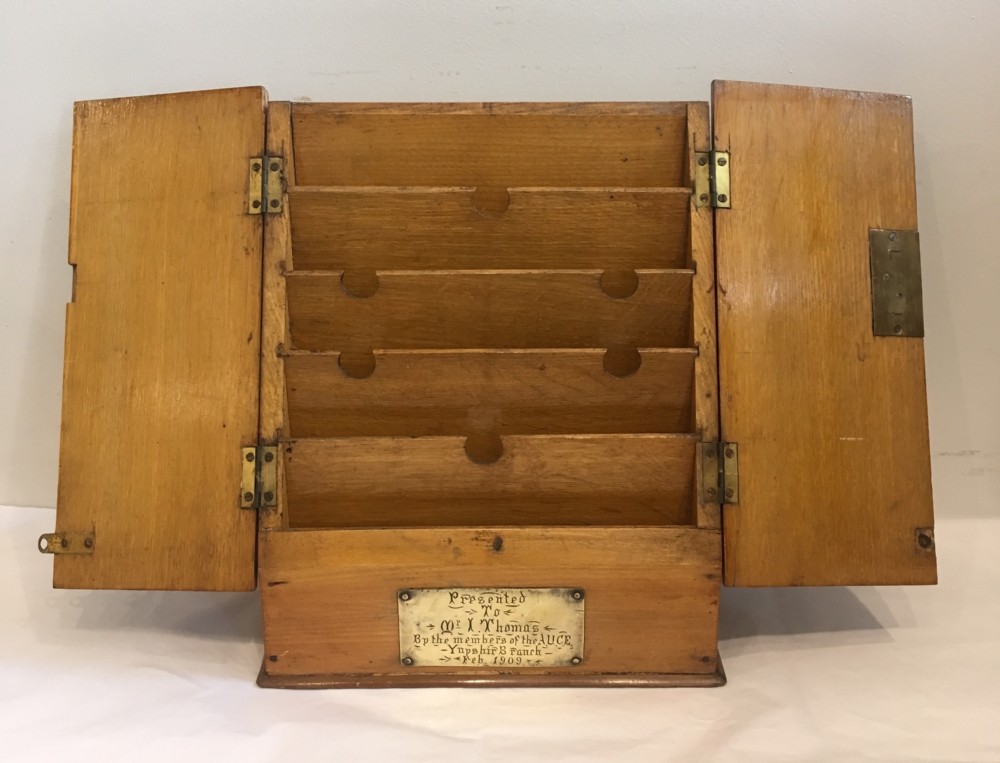 Antique Edwardian Oak Desktop Stationery Cabinet