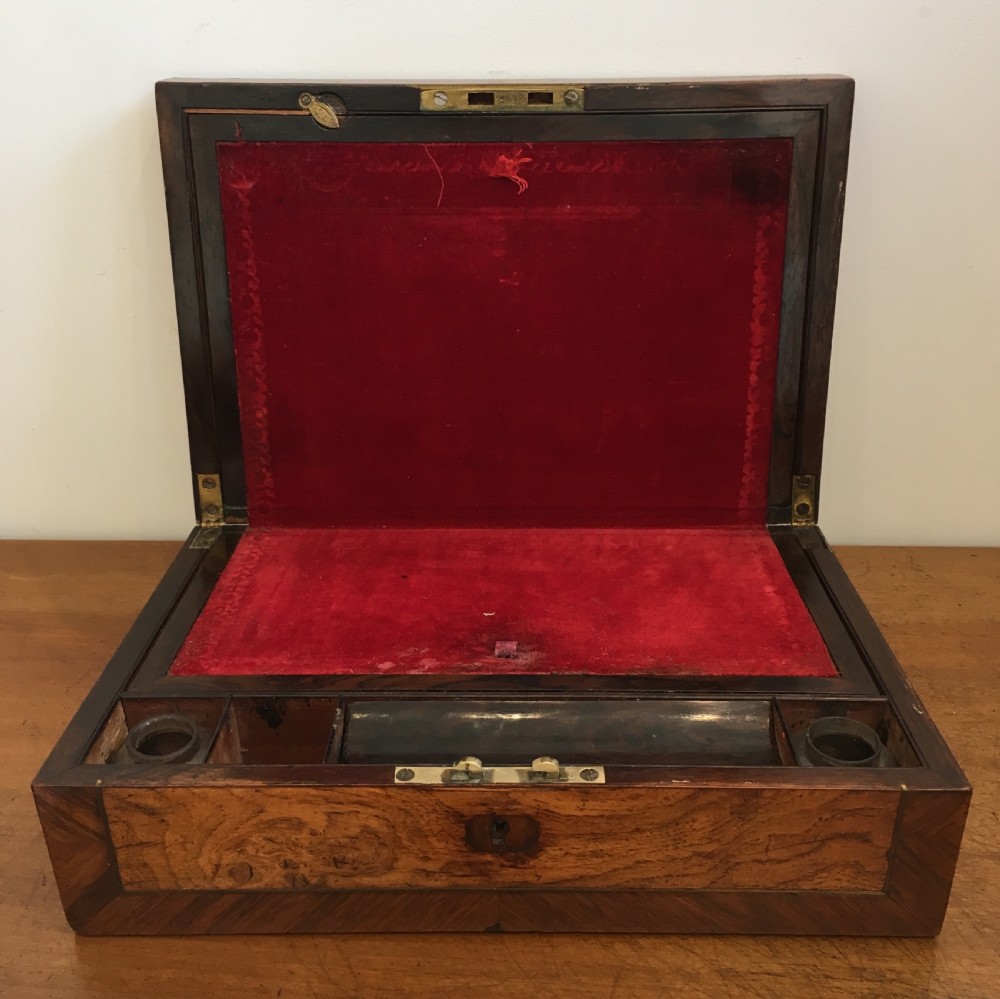 Antique Victorian Rosewood and Oak Writing Slope