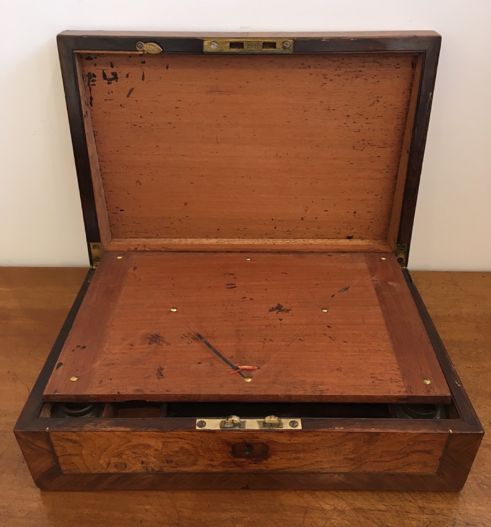 Antique Victorian Rosewood and Oak Writing Slope View III