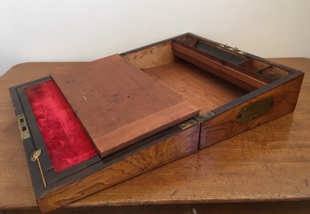 Antique Victorian Rosewood and Oak Writing Slope View VI