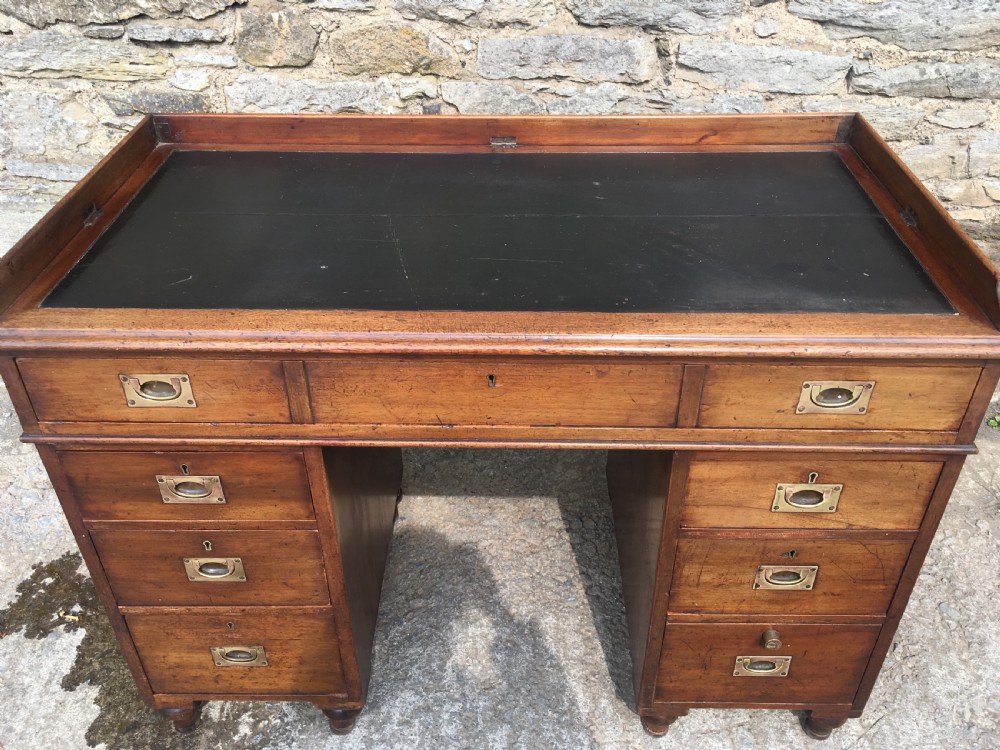 Antique Mahogany Military Campaign Desk View VI