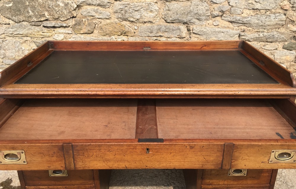 Antique Mahogany Military Campaign Desk View VIII