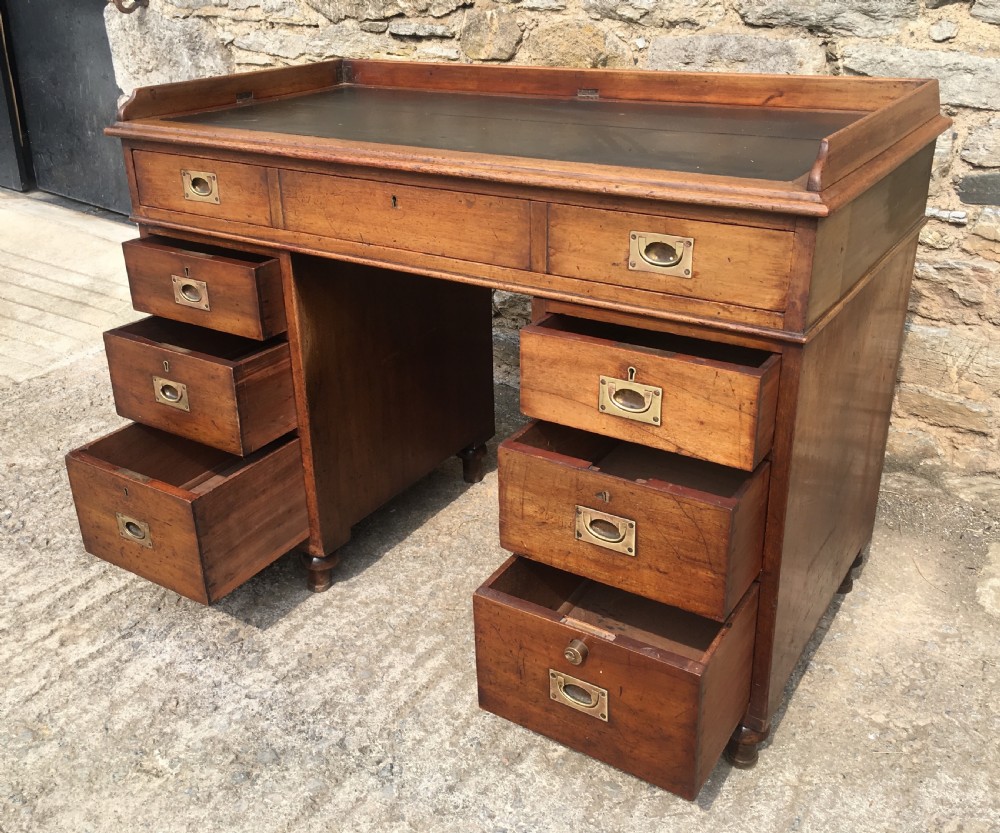Antique Mahogany Military Campaign Desk View IX