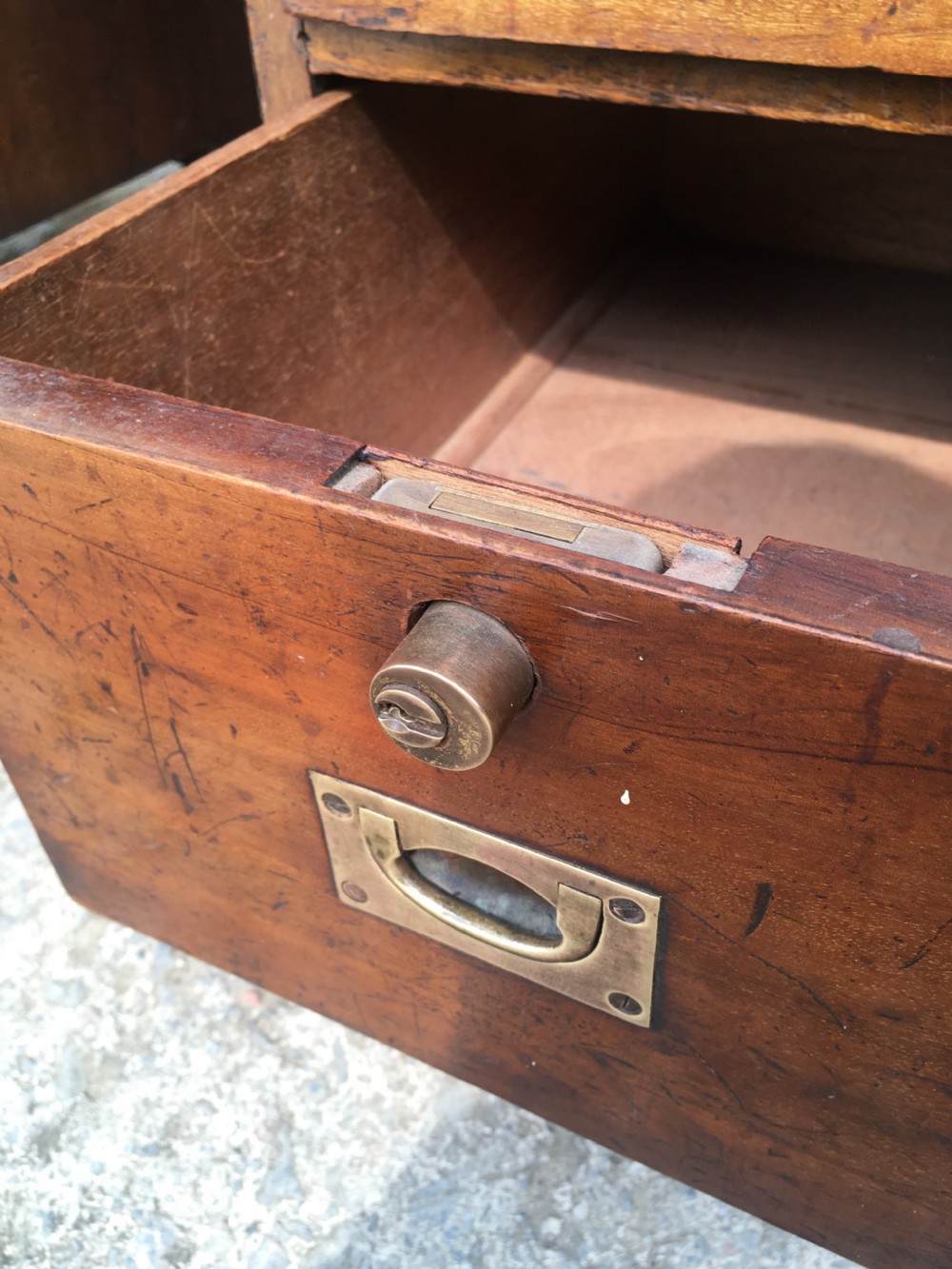 Antique Mahogany Military Campaign Desk View XI
