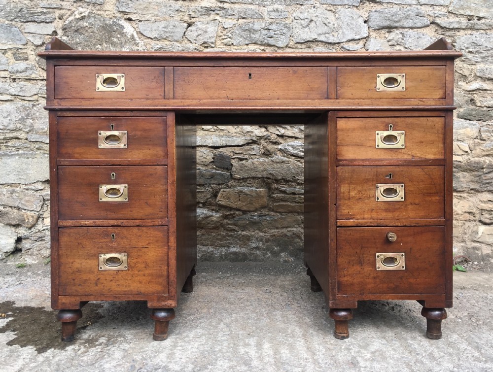 Antique Mahogany Military Campaign Desk View XIII