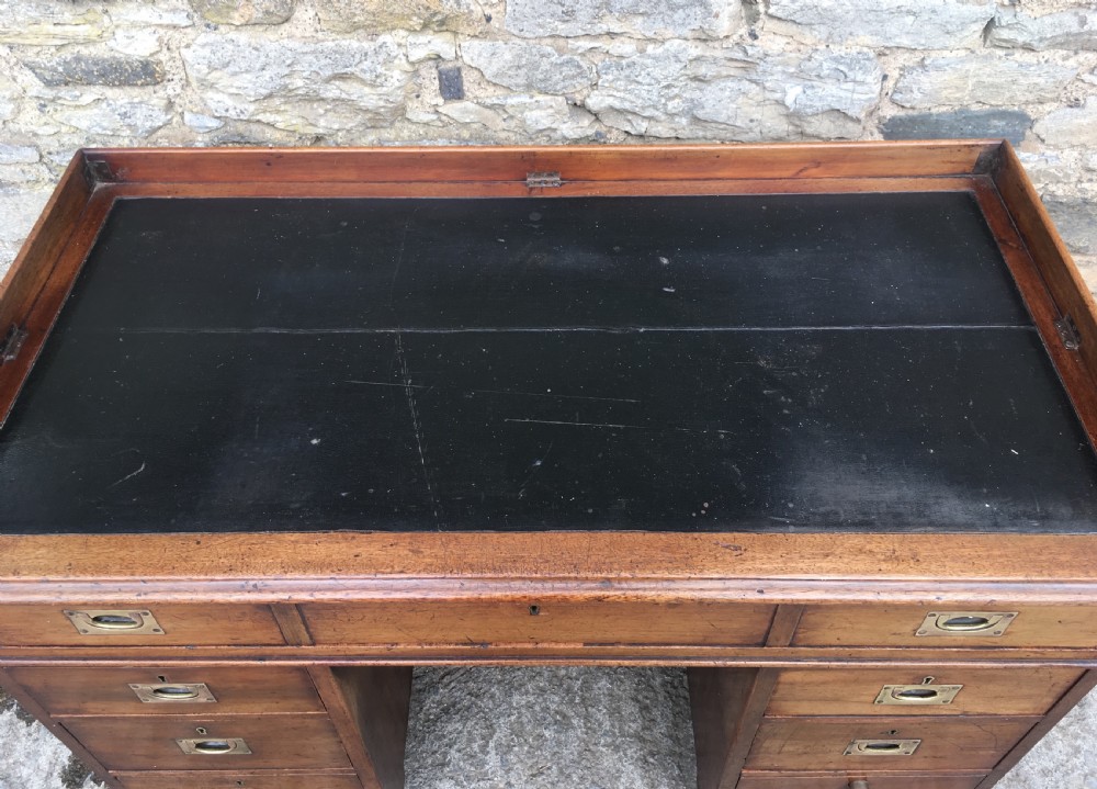 Antique Mahogany Military Campaign Desk View XV