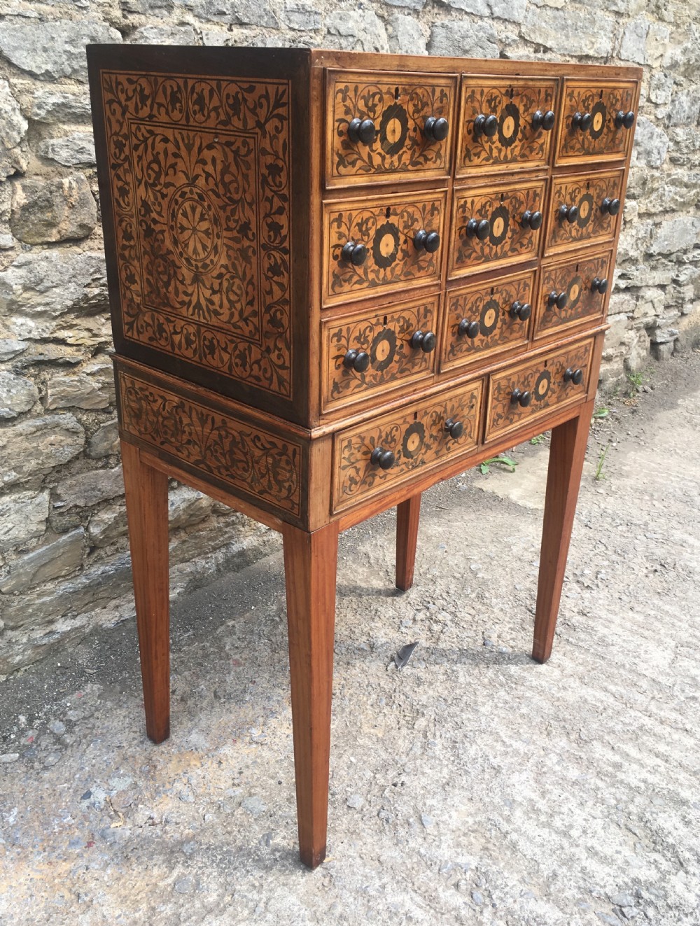 Antique Continental Marquetry Cabinet on Stand  View II